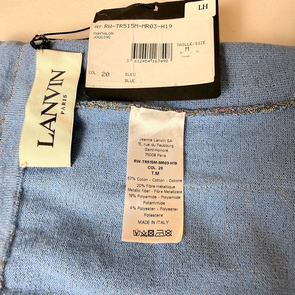 NWT Lanvin Paris Metallic Knit Joggers Blue Gold Lavender M - Picture 2 of 12